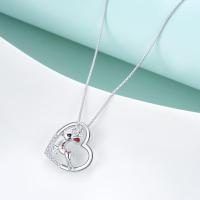 Sterling Silver Sika Deer Heart Zircon Necklace