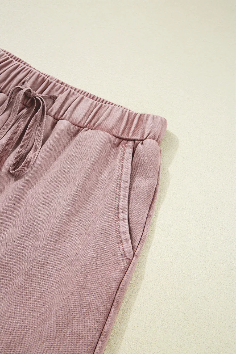 Mineral Wash Tiered Wide Leg Patchwork Drawstring Pants