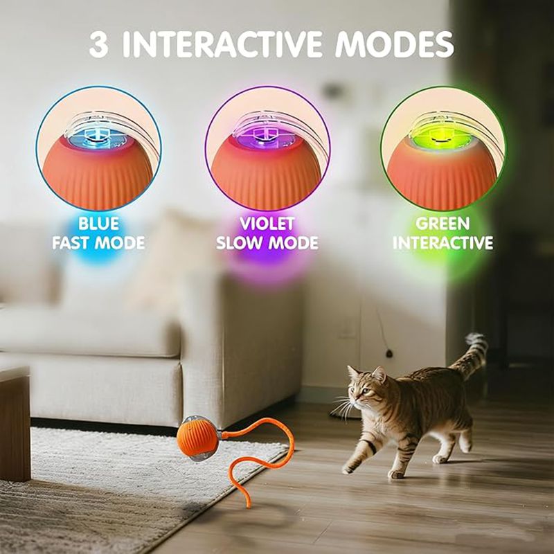 Cat Interactive Ball Toys Automatic Rolling Ball For Kitten Rechargeable Smart Pet Electric Toys With Teaser Sensor Cat Ball Toy