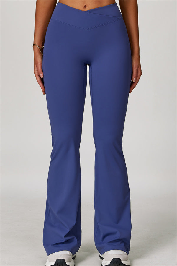 The Lavish Long Sleeve Cut-out Crop Top Flared Leggings 2-Piece Set
