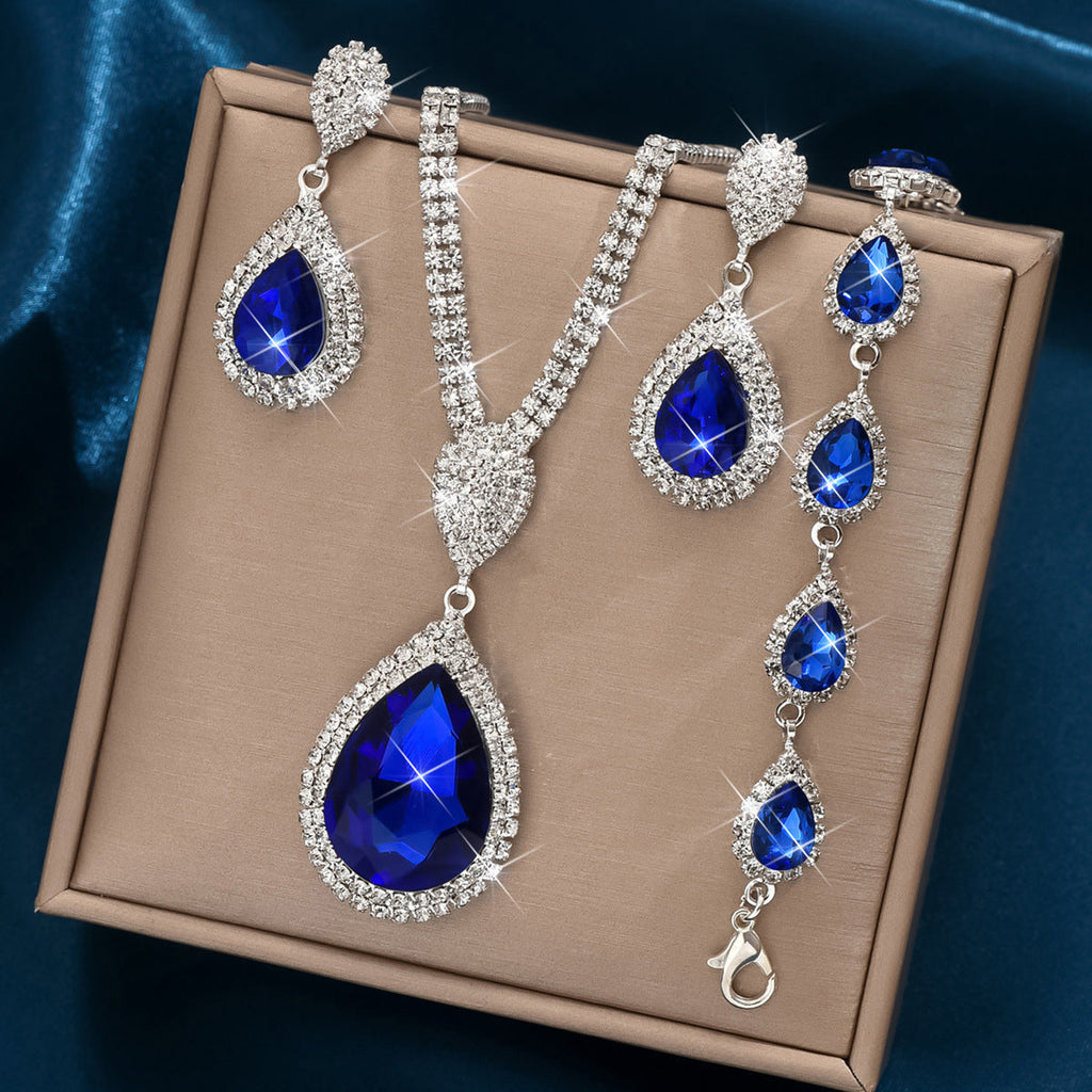 Red Sapphire Blue Water Drop Pendant Affordable Luxury Style Design Niche Trendy Suit