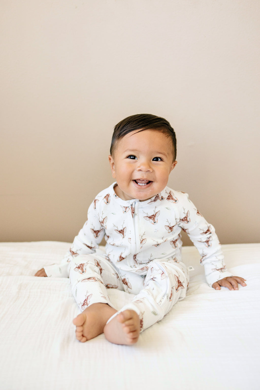 Reindeer Games Ribbed Bamboo Zippy Pajamas *NB to 3/6m left