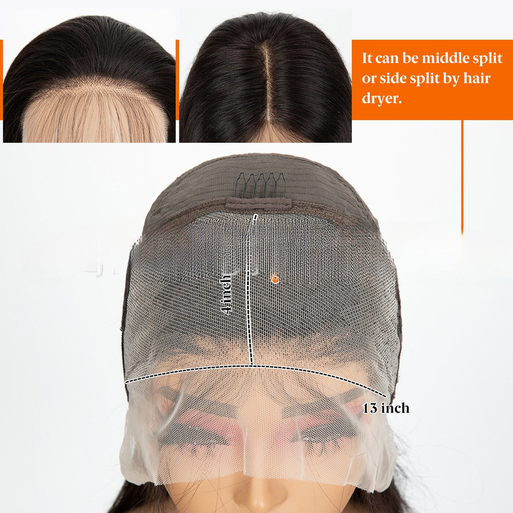 Lace-front Wig With Small Curls, Fluffy And Long Black Hair