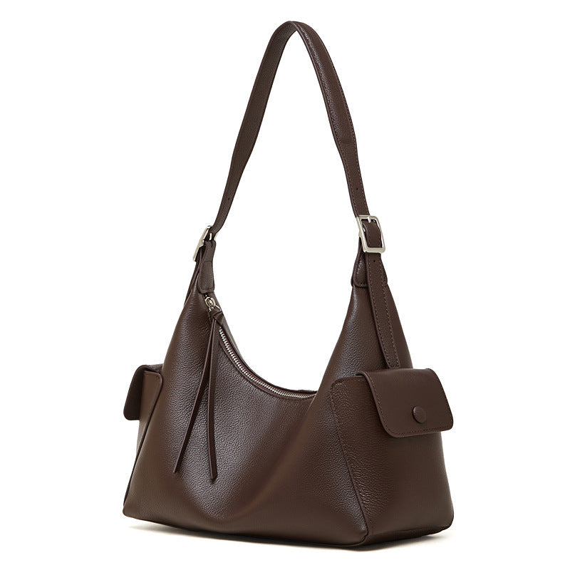 Womens Large-Capacity Casual Leather Shoulder And Crossbody Bag