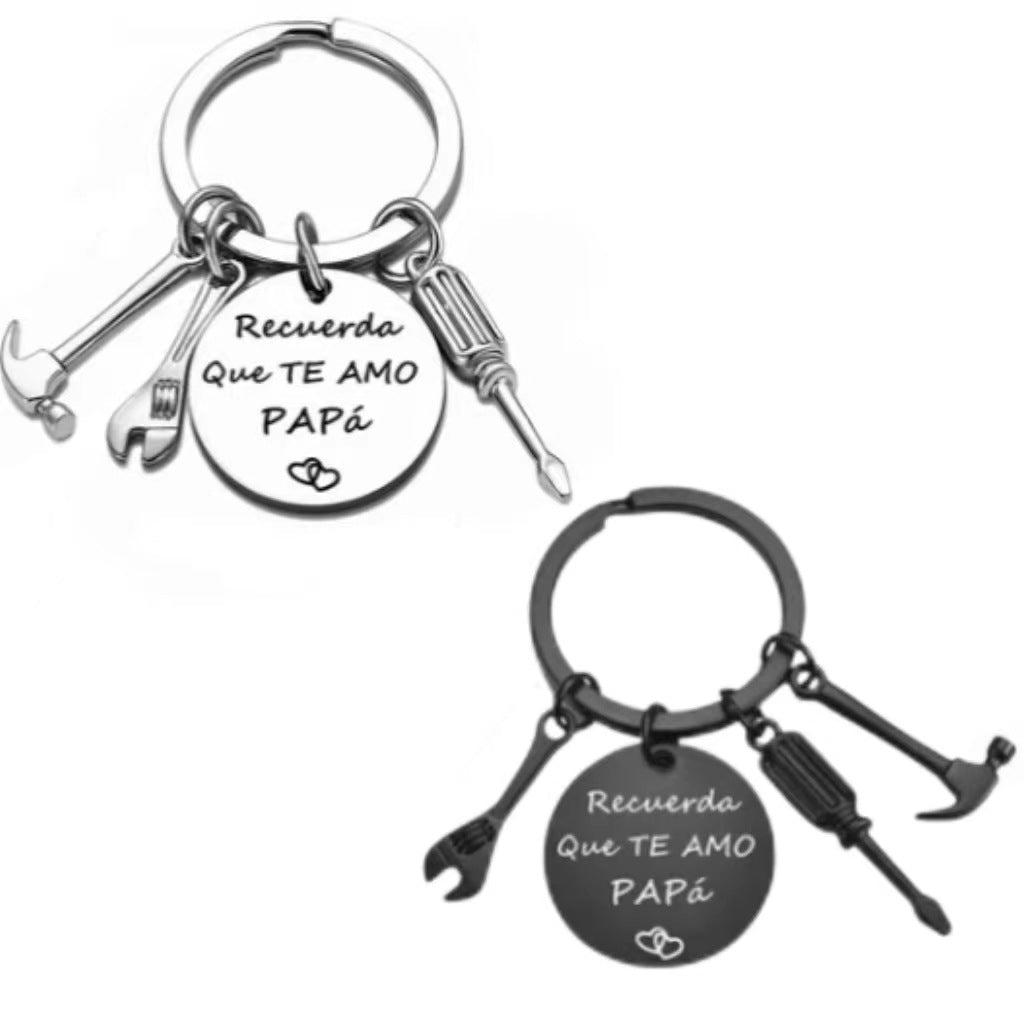 PaPa Stainless Steel Round Board Keychain Father's Day Gift
