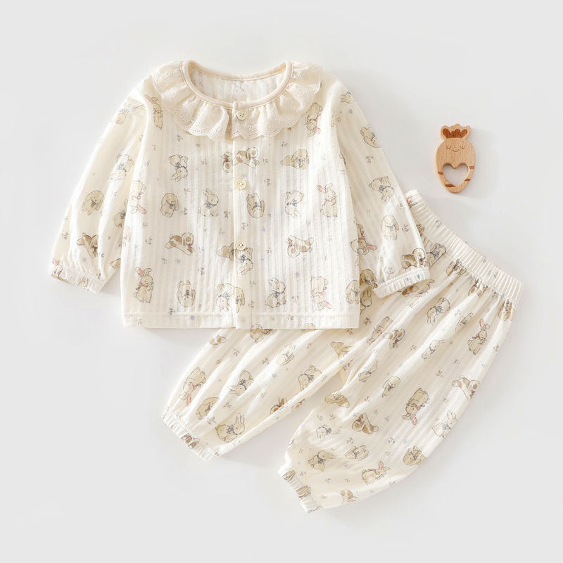 Cute Long-sleeve Cotton Set For Babies And Toddlers