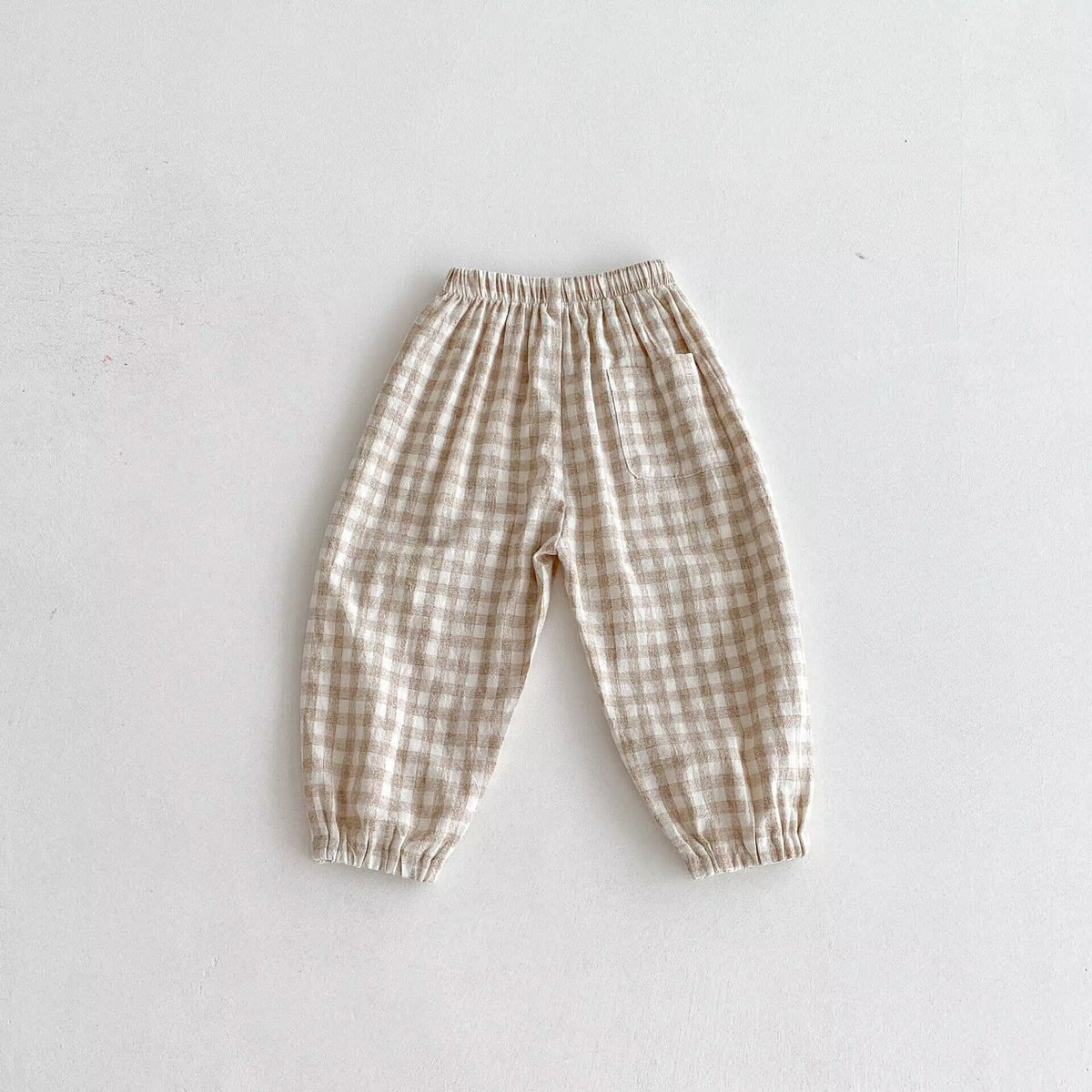 Ins Summer Children's Plaid Trousers Thin Linen Style