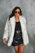 Winter Coat Warm Lapel Long Fluffy Faux Fur Coat Women Loose Long Sleeve Jacket Outerwear Clothing