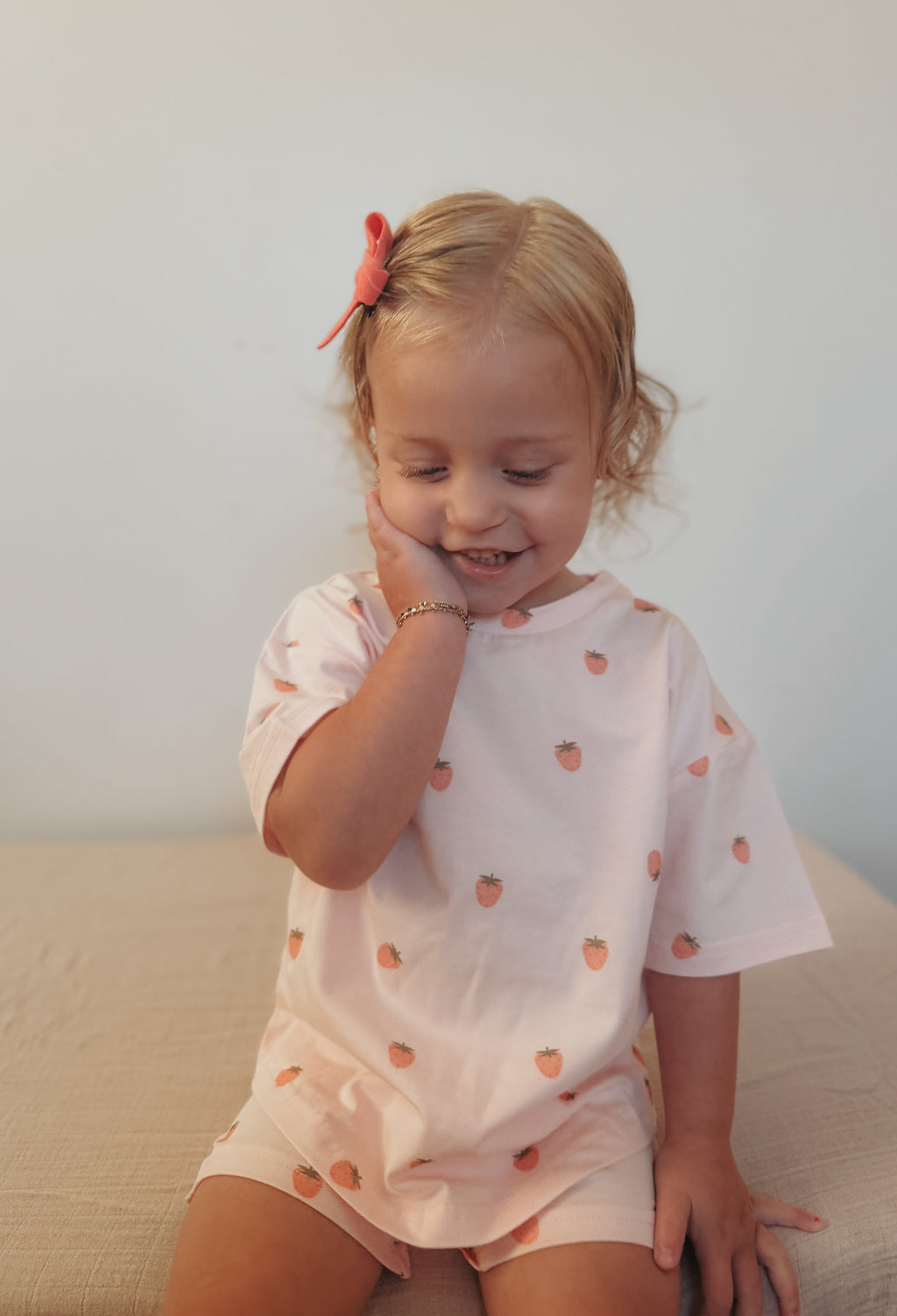 Organic Cotton Strawberry Print Shorts Set