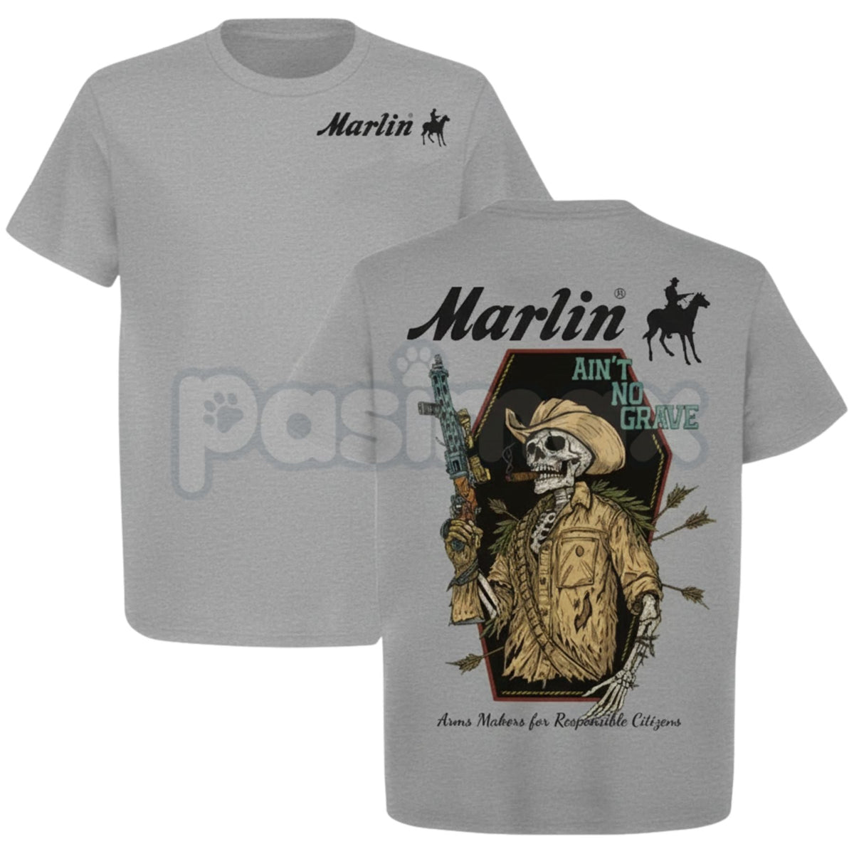 Marlin "Ain't No Grave" Cowboy T-Shirt - Spiritual Western Graphic Tee, Rugged Inspirational Apparel, Classic Rifle & Gospel Slogan Shirt