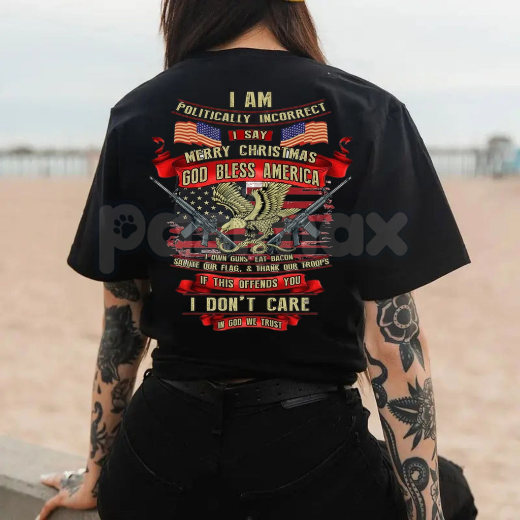 Politically Incorrect Merry Christmas T-Shirt - Funny Subversive Holiday Slogan Tee, Adult Christmas Humor Apparel, Anti-PC Statement Gift