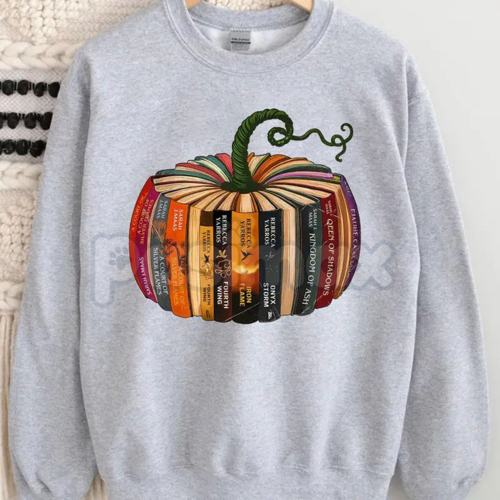 Fourth Wing Book Pumpkin Sweatshirt – Spooky Dragon Lover Reading Top