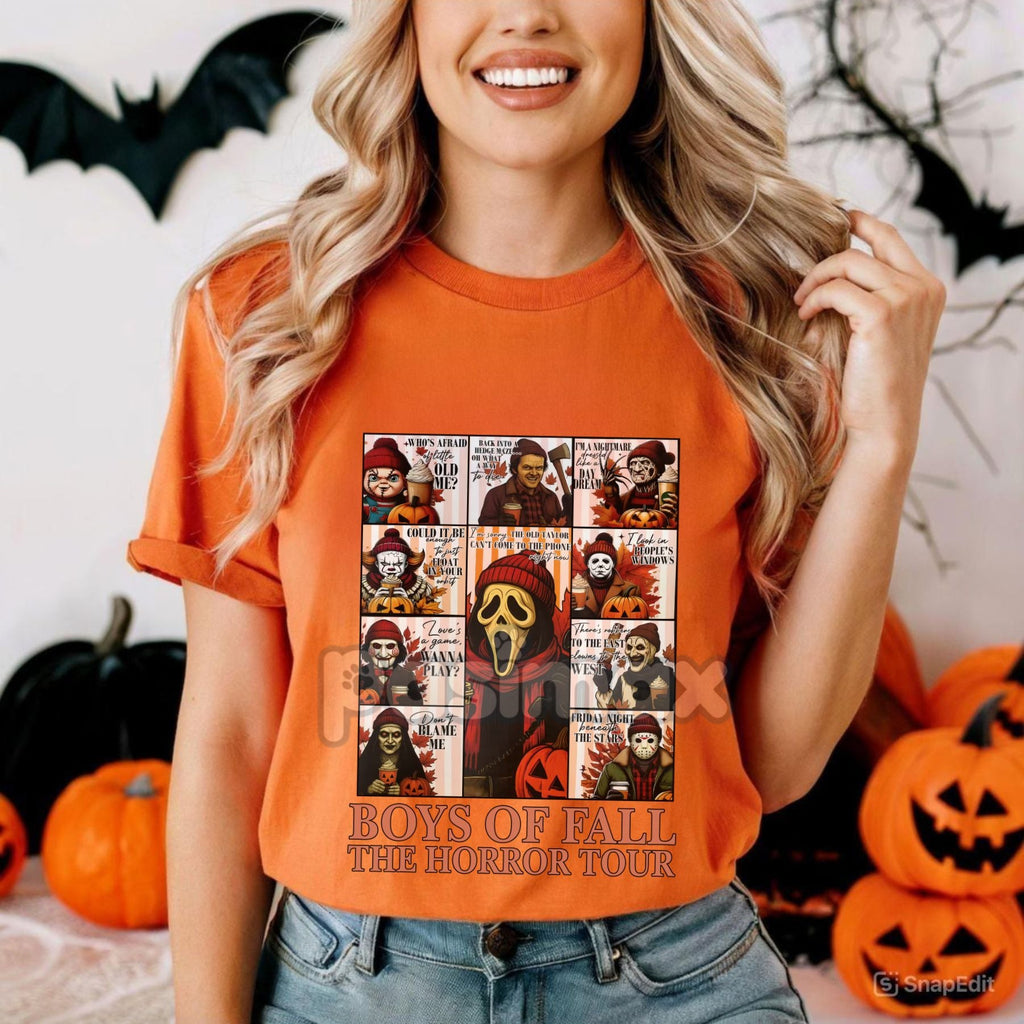 Fall Horror Characters Killers T-Shirt - Boys of Fall Slasher Tee, Halloween Graphic Apparel