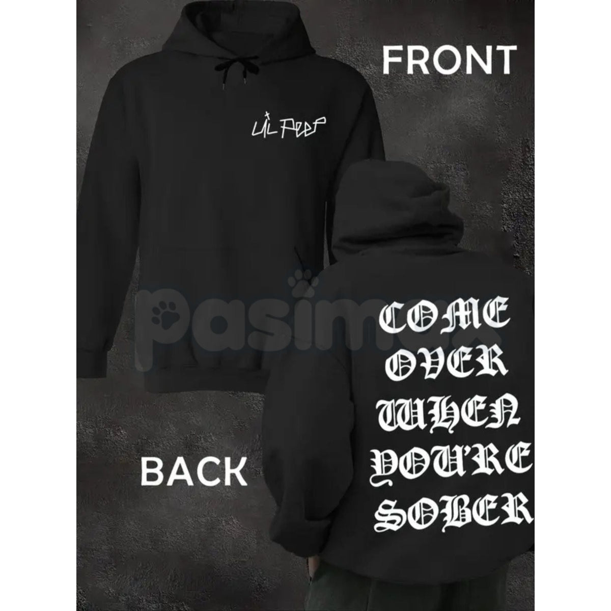 Black Lil Peep 'Come Over When You're Sober' Hoodie – COWYS Tribute Streetwear, GothBoiClique Aesthetic Pullover, Unisex
