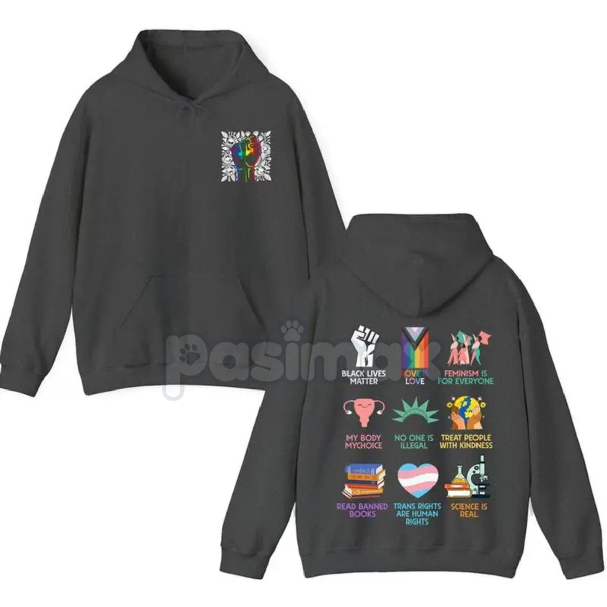 Human Rights 2-Sided Hoodie – Bold Statement Pullover, Equality & Social Justice Activism Apparel, Unisex