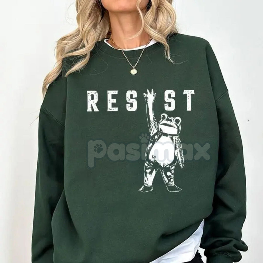 Resist Frog Rage Against The Machine Sweatshirt – I Stand With Frog Political Satire Crewneck