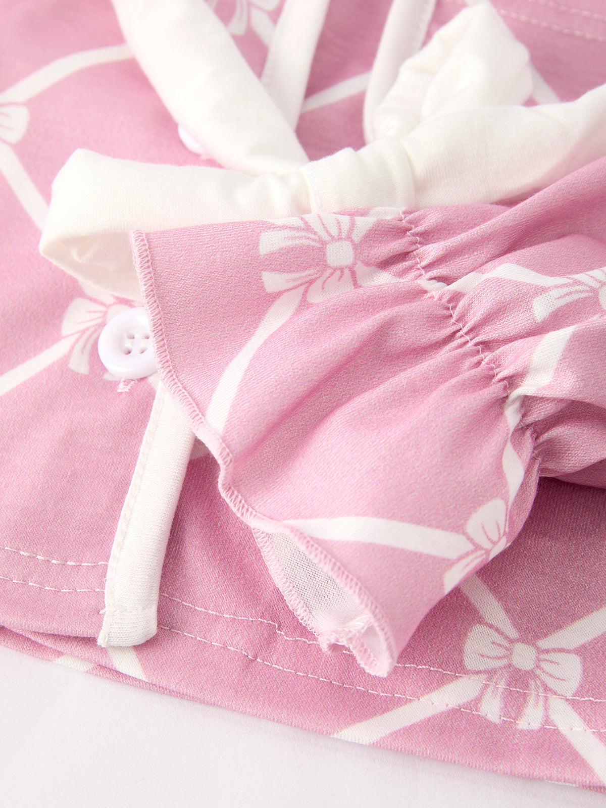 Mommy & me Autumn Check Bow Girls Lapel Pajamas