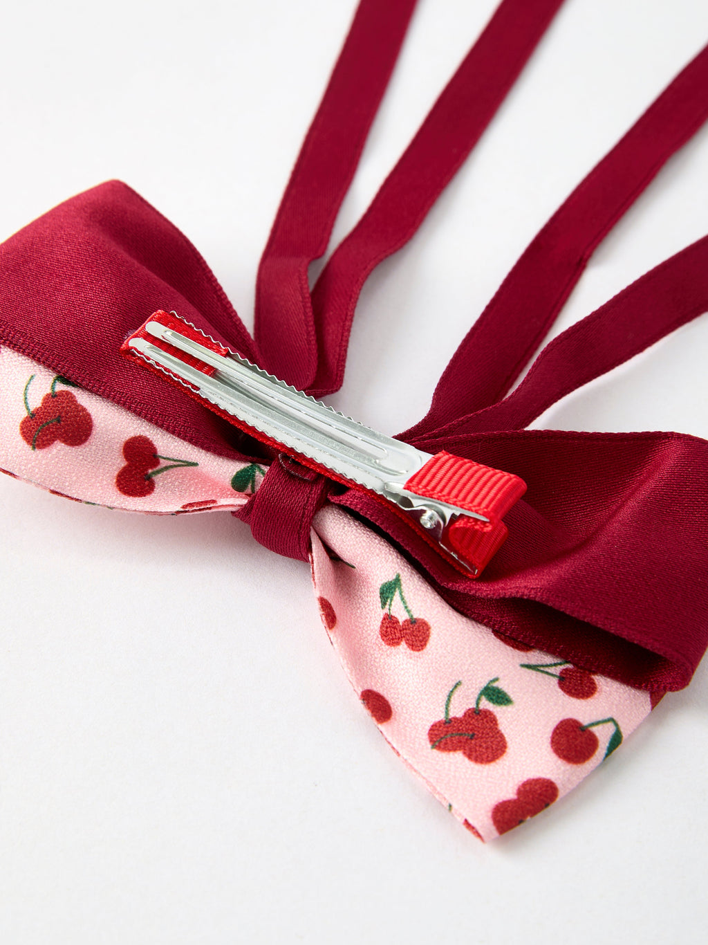 Cherry Bow Ribbon 4.5 Inch Hairpin