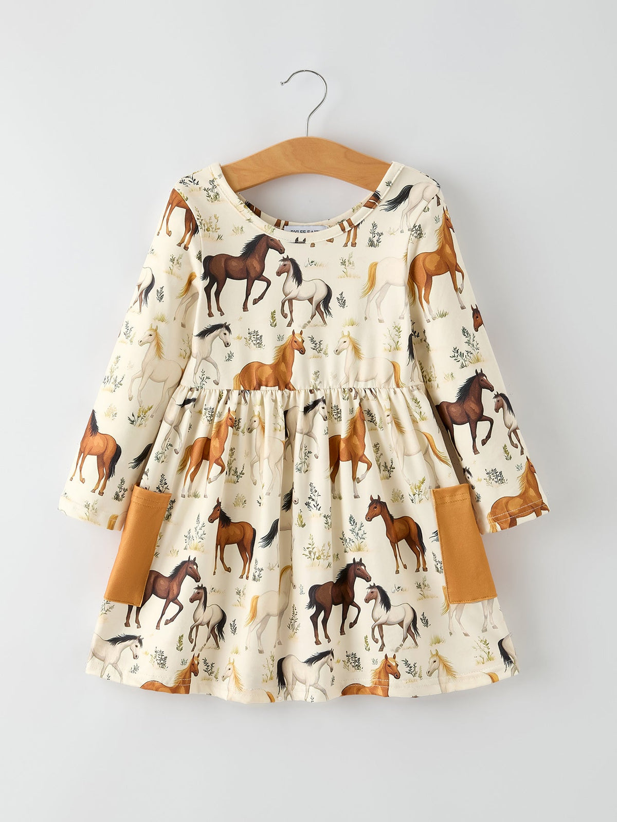 Western Horse Print Long Sleeve Dress