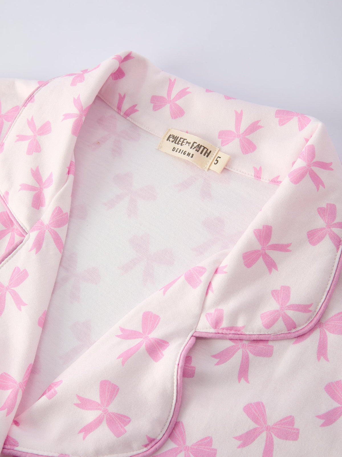 Mommy & Me Pink Bow Print Ruffle Pajama Set