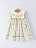 Vintage Floral Duck Embroidery Spring Girl Dress