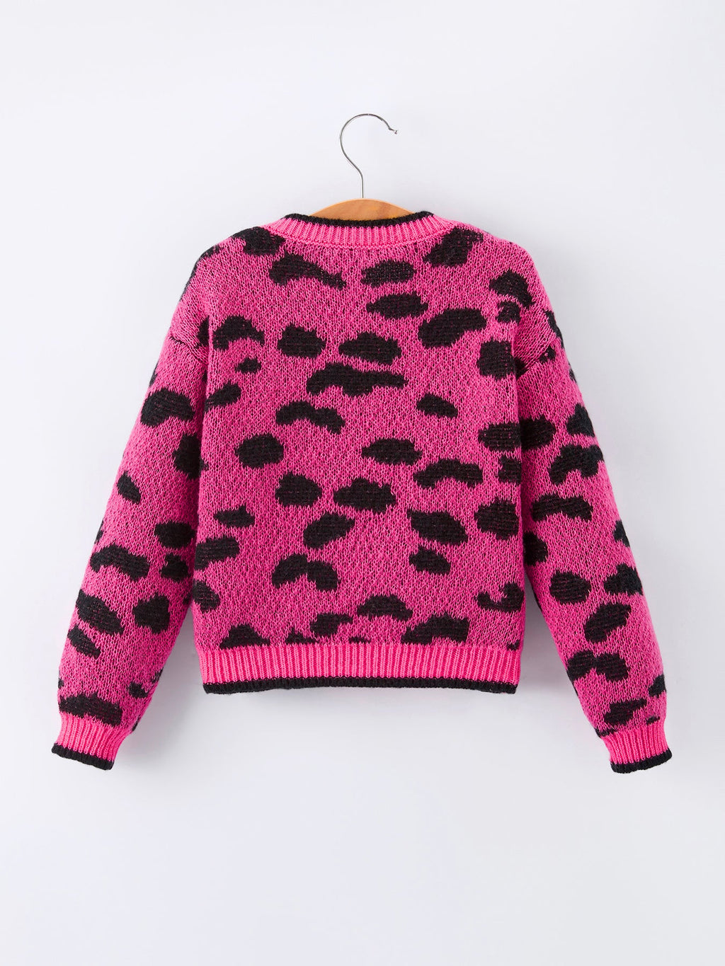 Fall Leopard Bow Girls Knit Cardigan