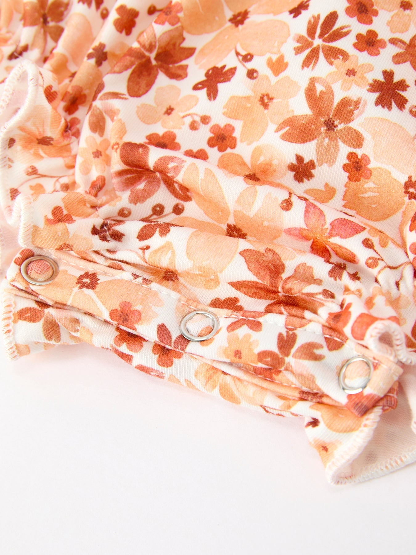 Fall Rust Floral Baby Romper Smocked Petal Collar