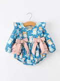 Fall Cat Print Girls Long Sleeve Romper