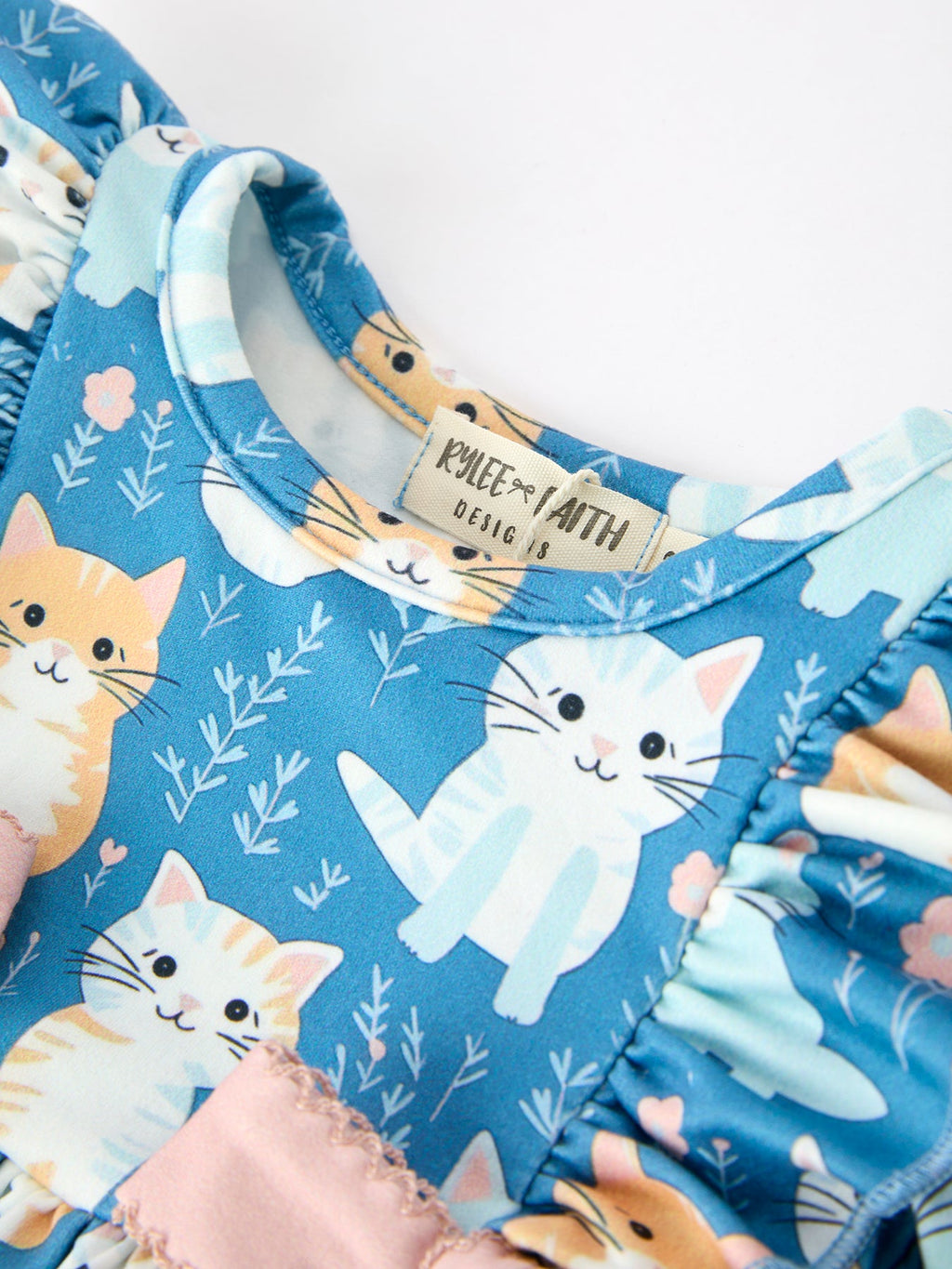 Fall Cat Print Girls Long Sleeve Romper