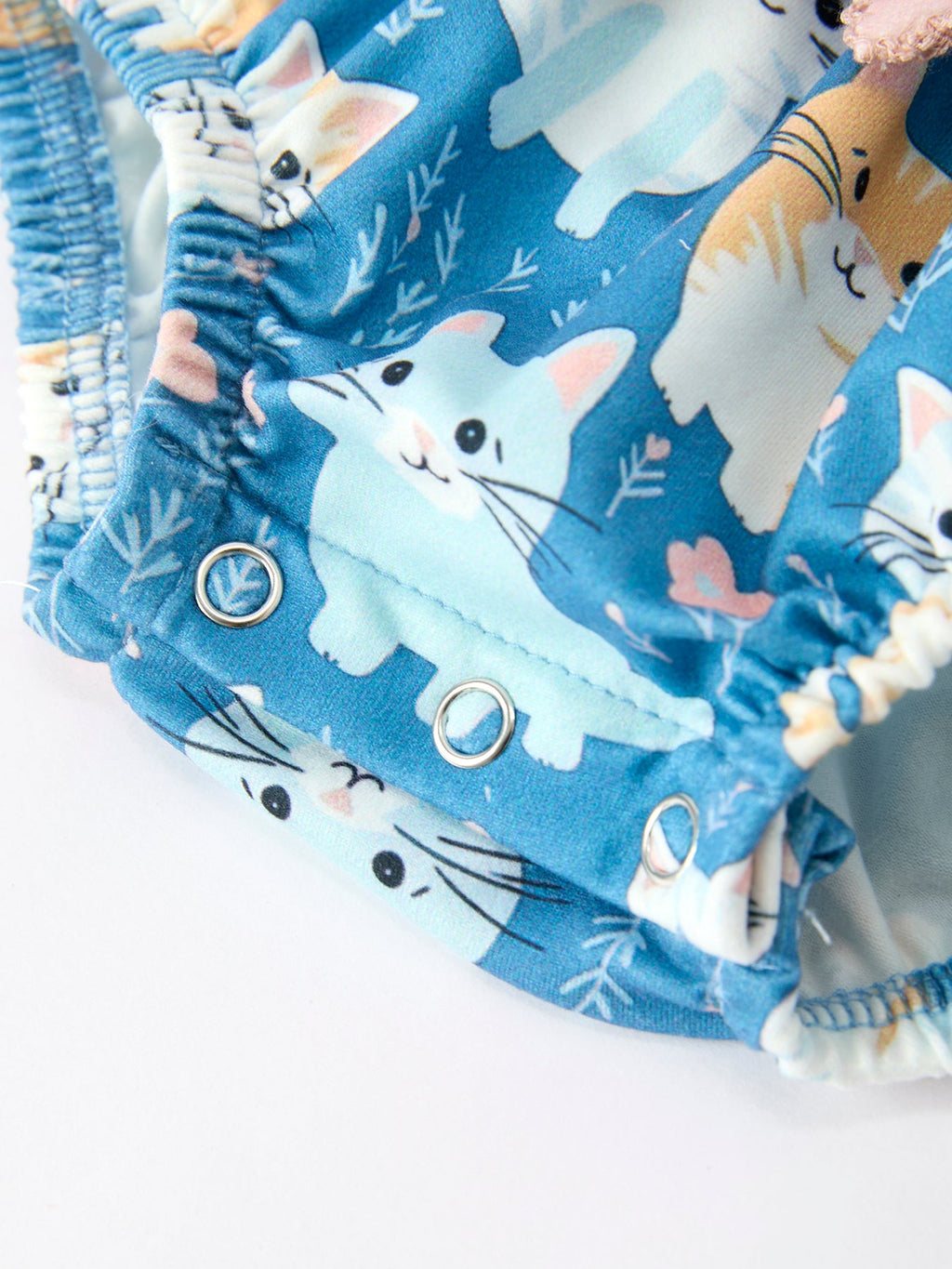 Fall Cat Print Girls Long Sleeve Romper