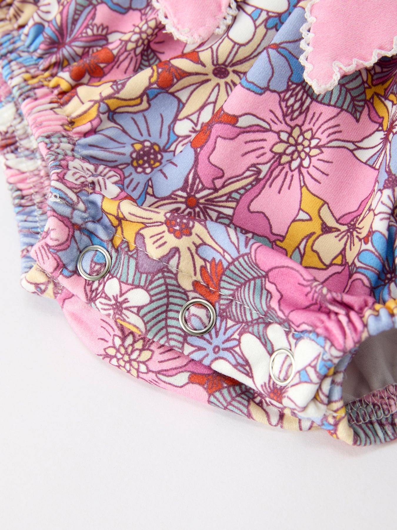 Fall Vintage Floral Print Girls Long Sleeve Romper