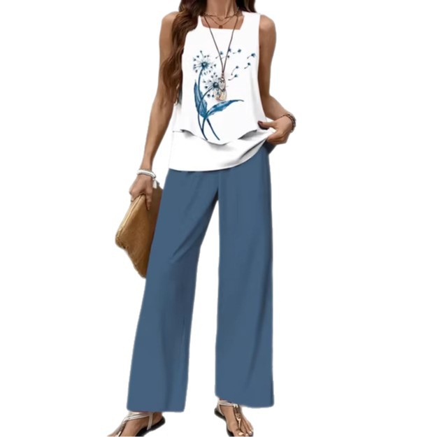 Women's 3D Print Two-Piece Vest & Pants Set – 12 Prints S–5XL