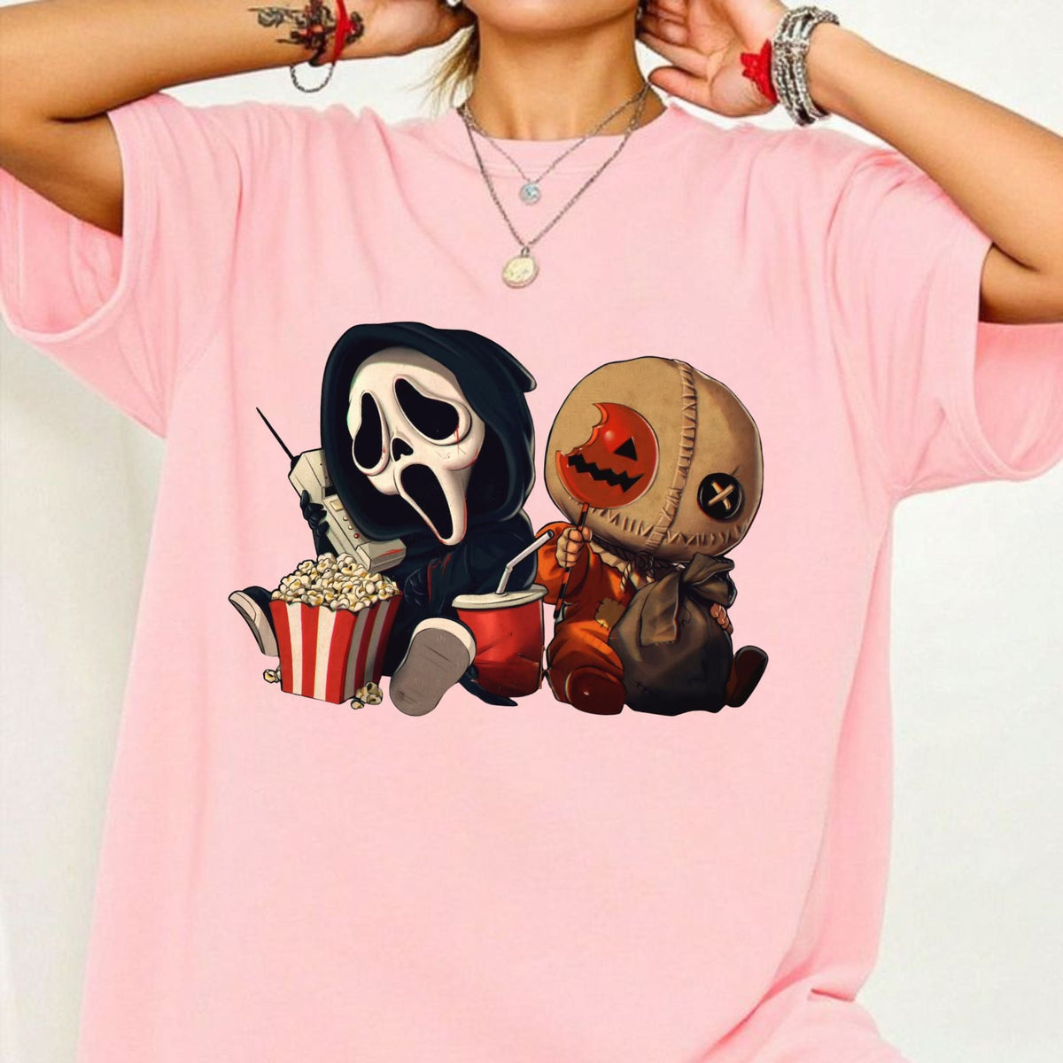 "Mini Halloween Popcorn" T-shirt - Cute Unisex Holiday Tee, Spooky Season Apparel