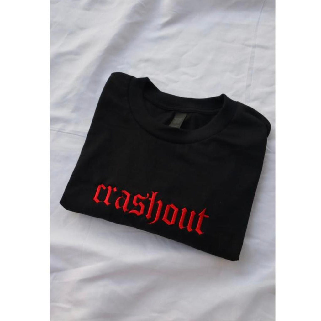 "Crashout" Embroidered T-Shirt - Unisex Modern Classic Fit, Trendy Graphic Tee