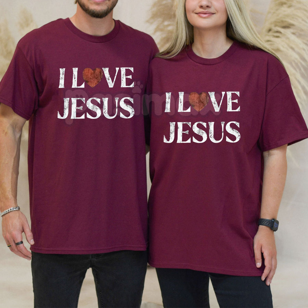 Vintage "I Love Jesus" Print T-Shirt - Retro 70s Christian Graphic Tee, Faith-Based Throwback Apparel, Classic Jesus Peace & Love Fan Gift