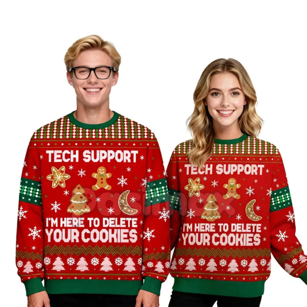 Geeksoutfit Retro Geek Sweater Ugly Christmas Jumper, Crew Neck Long Sleeve Holiday Knitwear for Men & Women
