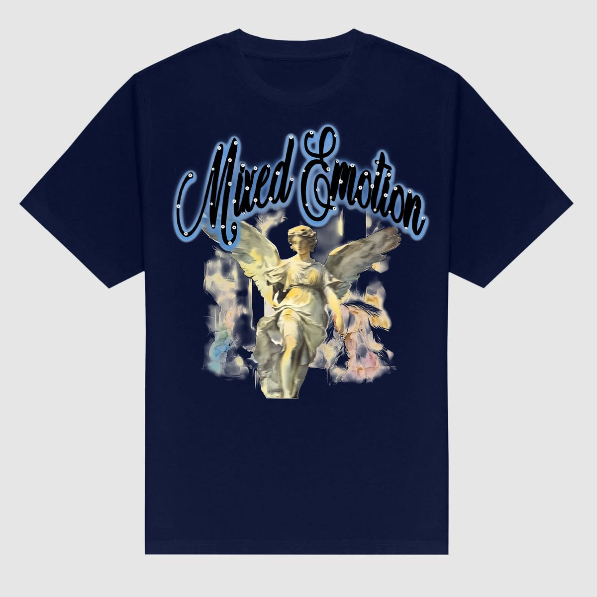 Y2K Street Style T-Shirt - Retro Angel & Flame Graphic Tee, Pure Cotton Hipster Apparel