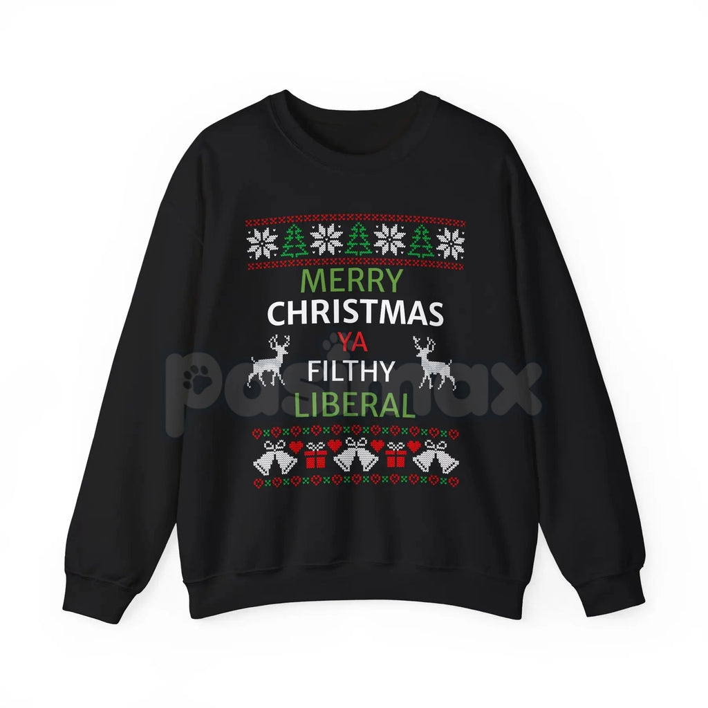 "Merry Christmas Lib" Funny Political Christmas Sweatshirt | Ironic Gag Gift Holiday Jumper | Conservative Humor Xmas Crewneck
