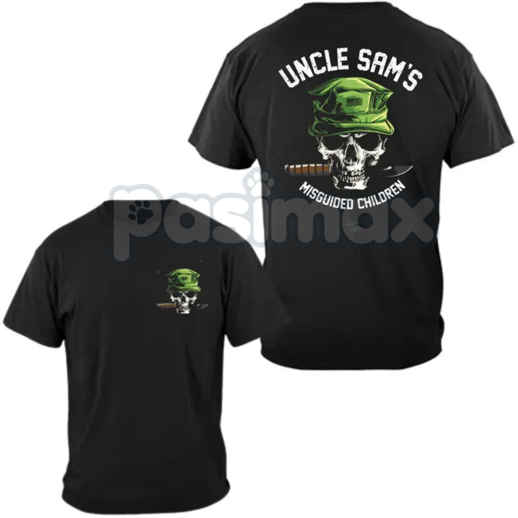 "Uncle Sam's Misguided Children" T-Shirt - Military Cynical Humor Tee, USMC Inspired Slogan Shirt, Veteran Anti-Establishment Apparel