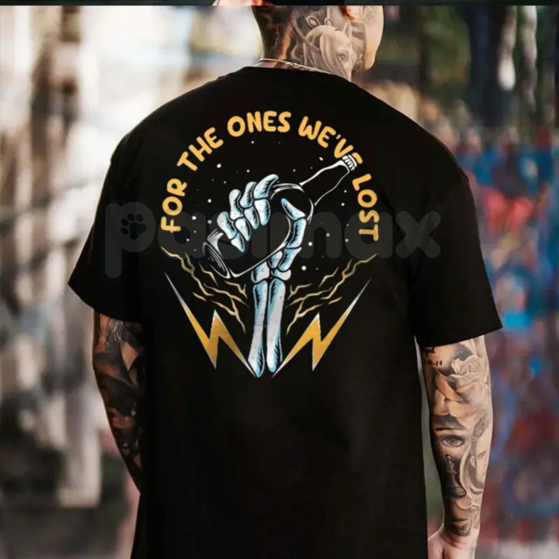 "For The Ones We've Lost" Memorial T-Shirt - In Loving Memory Back Print Graphic Tee, Premium 100% Cotton Remembrance Top, Sympathy Gift for Grieving, Respectful Legacy Tribute Shirt, Soft Lived-In Heavyweight Commemorative Apparel