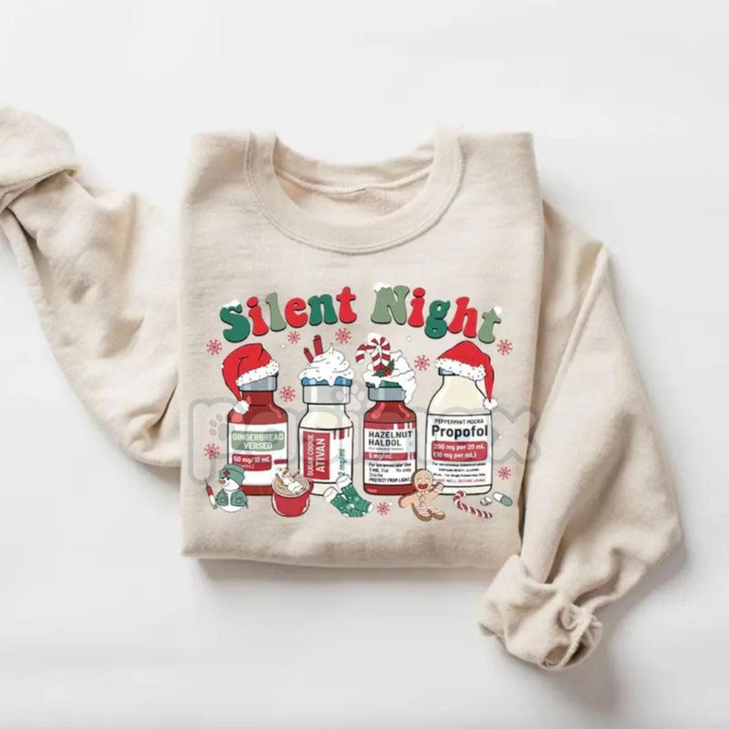 Medical Staff Holiday Hustle Sweatshirt – Funny "Silent Night" Irony Crewneck