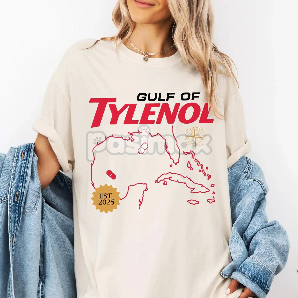 Gulf of Tylenol FDT Funny T-Shirt – Political Satire Statement Tee, Epsteinaminophen Meme Graphic Shirt, Advocacy & Protest Apparel