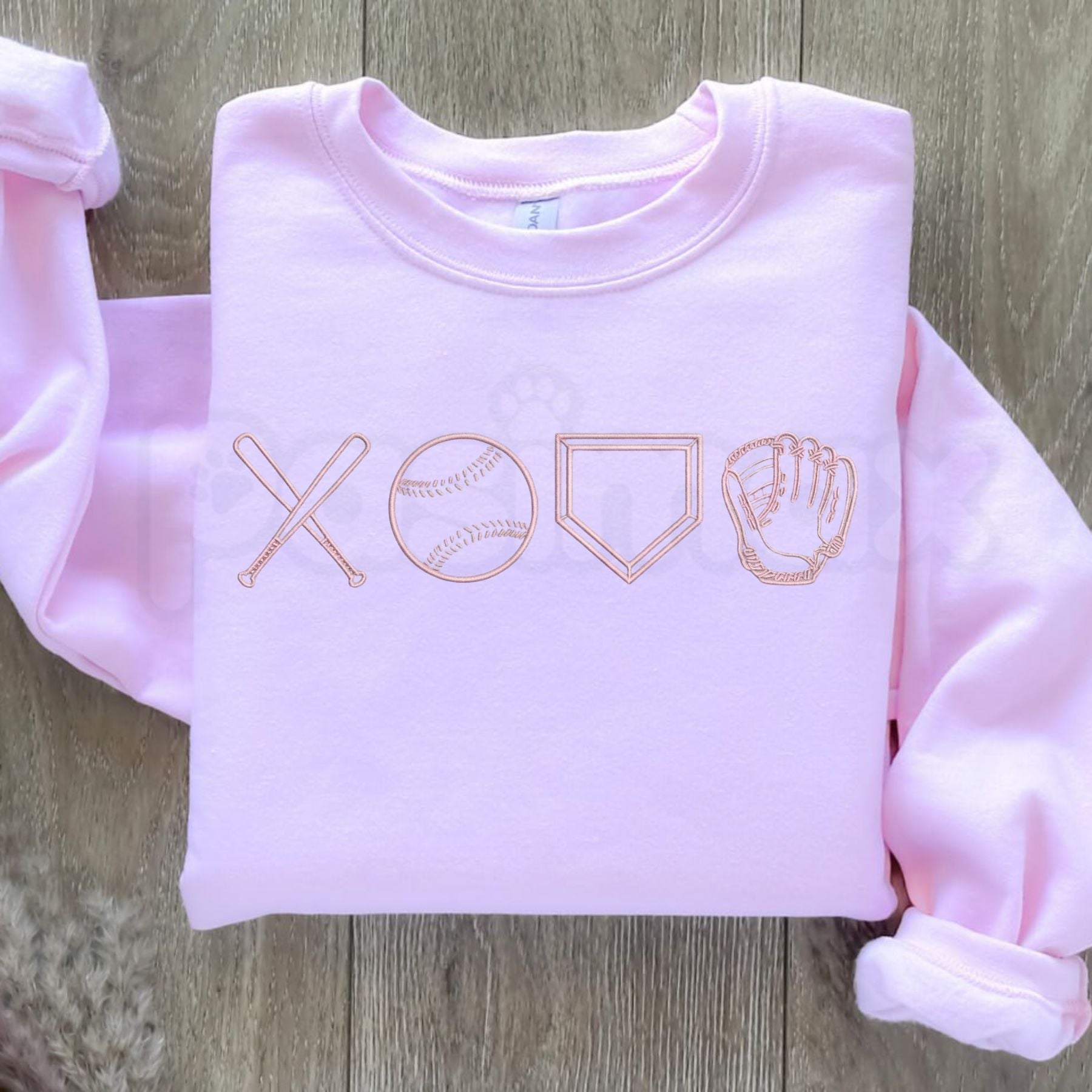 Baseball XOXO Icons Embroidered Sweatshirt – Cute Game Day Sports Crewneck