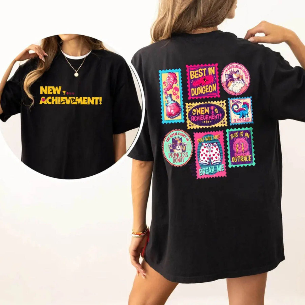 Dungeon Crawler Carl & Princess Donut T-Shirt - Funny LitRPG Fan Apparel, New Achievement Tee