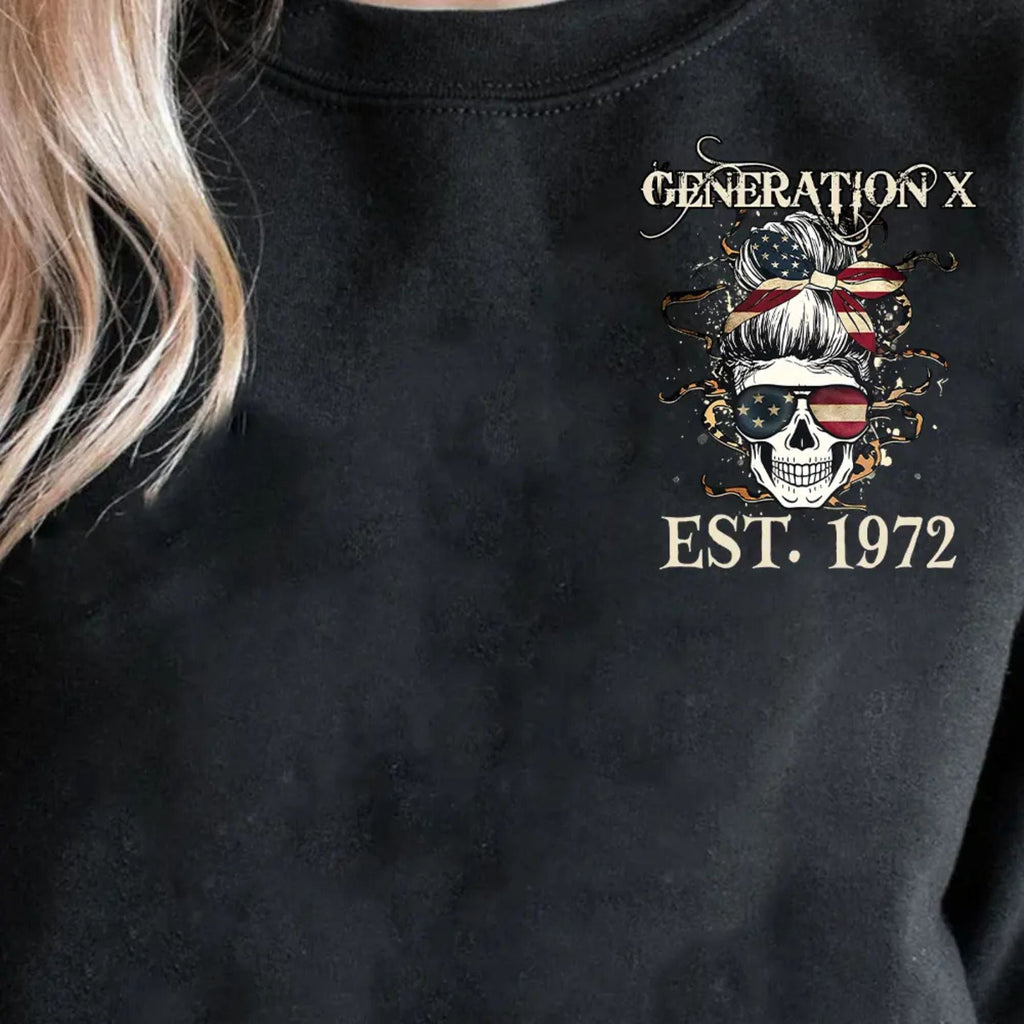 Custom Year Gen X Skull Hoodie – "Don't Try Me" FAFO Pullover, Raised on Hose Water & Neglect, Unisex Gift
