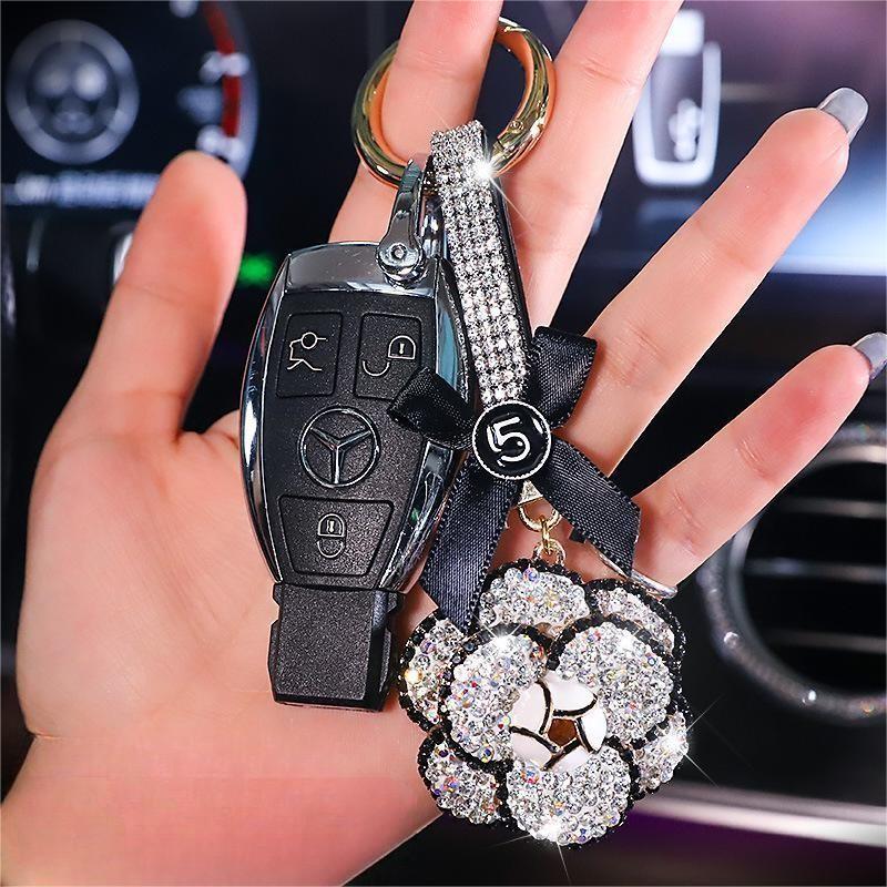 Camellia Diamond Pendant For Car Key Chain