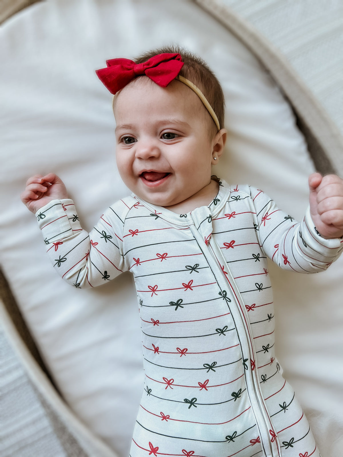 Tied with a Bow Christmas Bamboo Zippy Pajamas