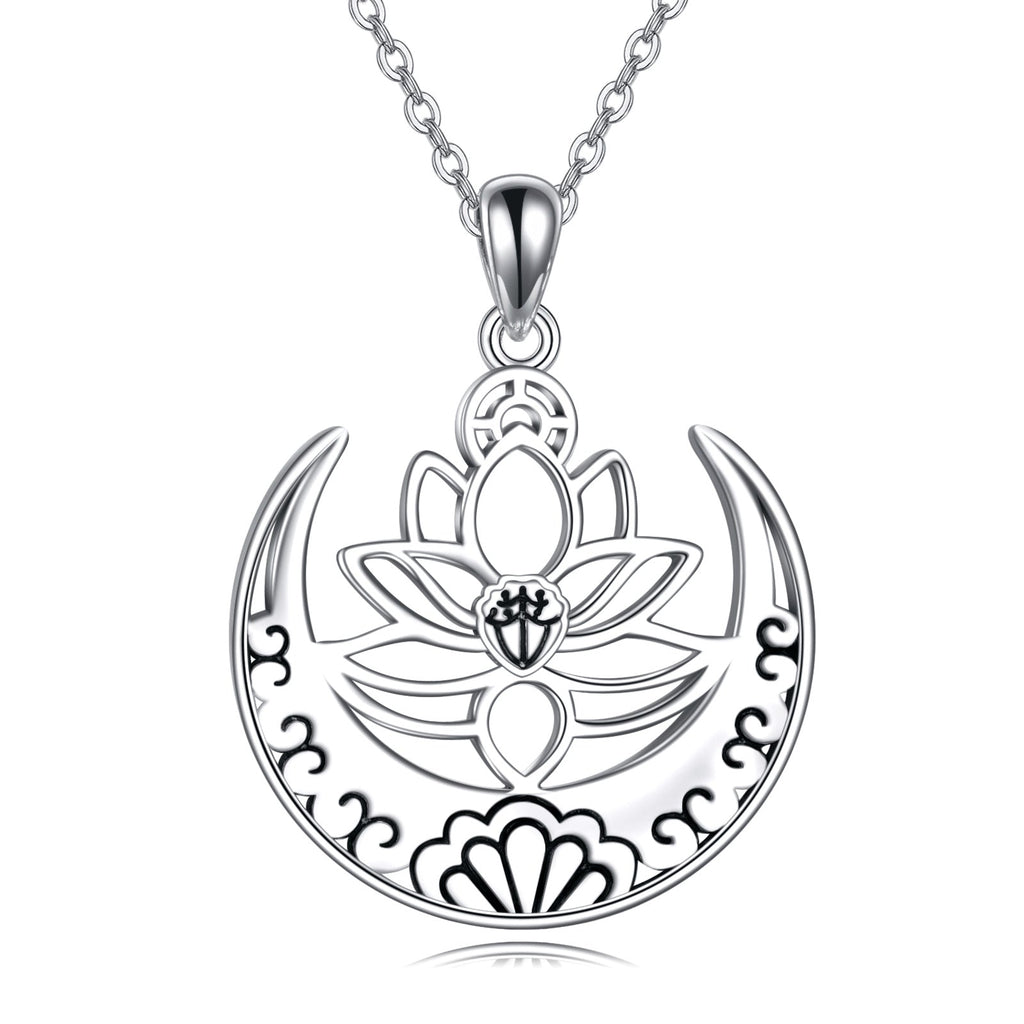 Lotus Flower Symbol Yoga Necklace Sterling Silver Sanskrit Symbol  Balancing Jewelry