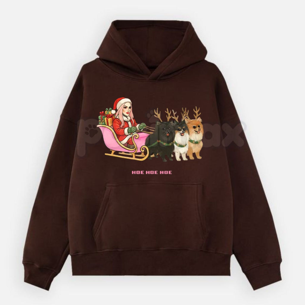 "Hoe Hoe Hoe" Holiday Hoodie – Funny Risqué Christmas Slogan Pullover, Adult Festive Humor Apparel, Unisex