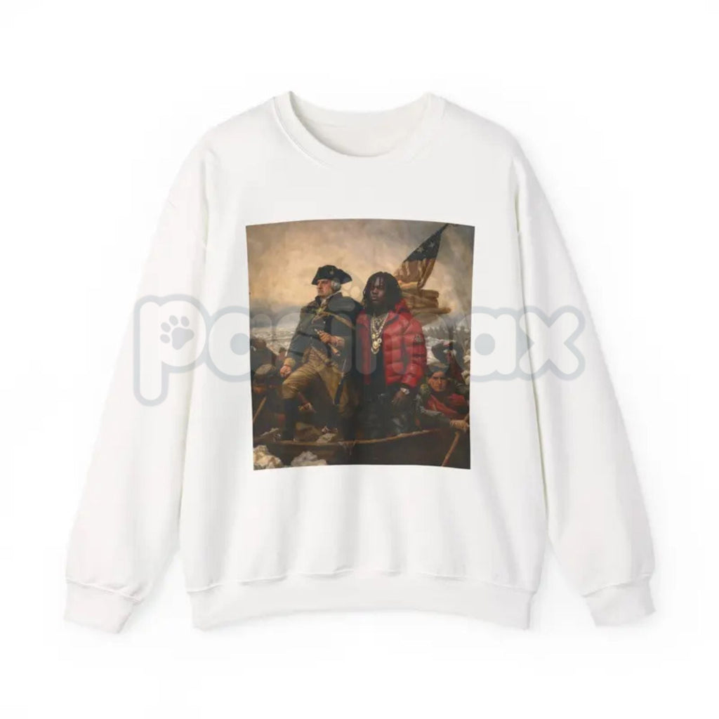 Chief K x Washington Sweatshirt | Crossing the Delaware Football Mashup Crewneck | KC Football History Pullover | Legendary Quarterback Victory Shirt | Patriotic Sports Graphic Jumper | Retro Game Day Apparel
